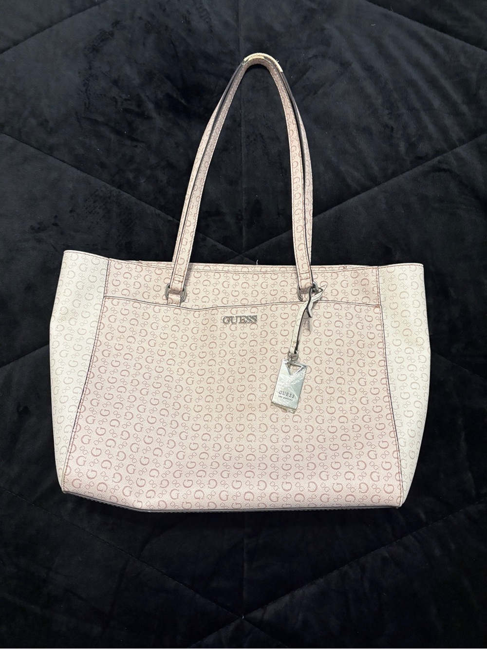 Pre-loved GUESS Light Pink Signature Logo Tote with Charm